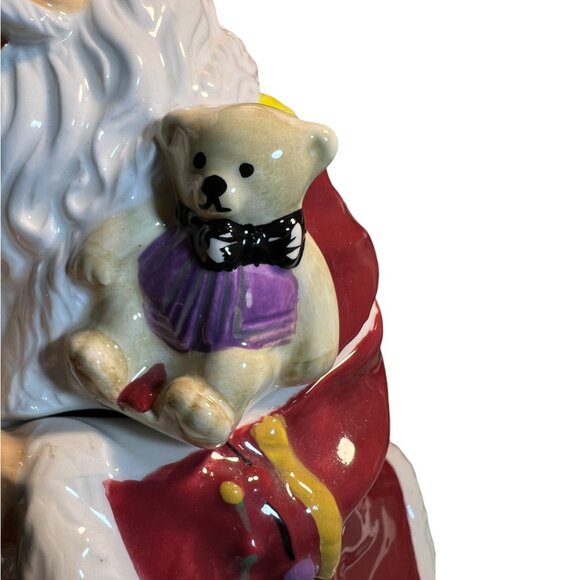 SPODE "Christmas Tree" Santa Handpainted Ceramic COOKIE JAR Holiday 10.75" tall - Picture 12 of 16